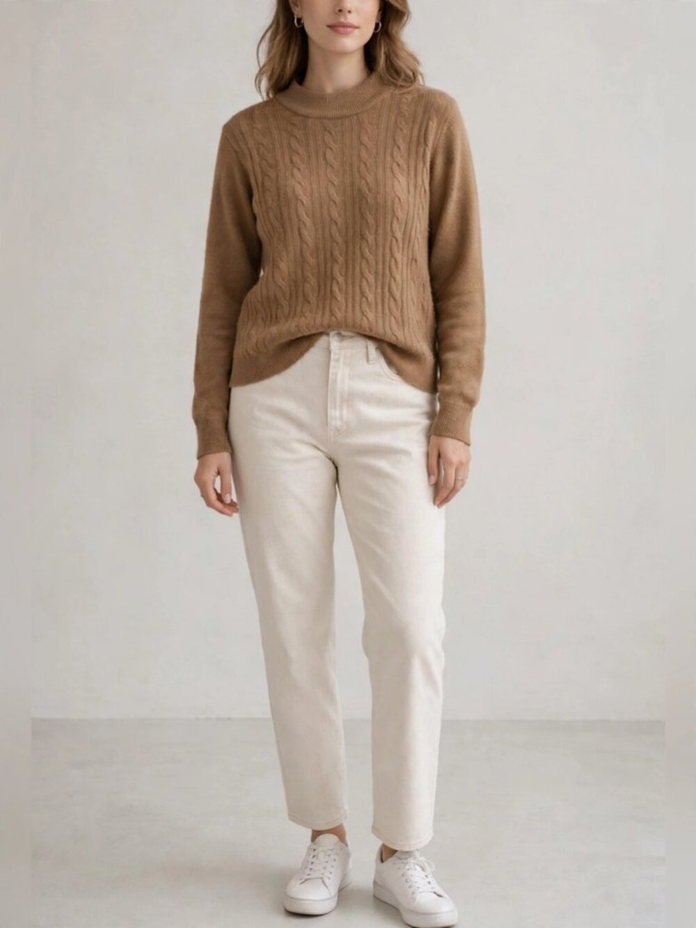 Penmans Cable Knit Crewneck Sweater Brown Size L Soft Classic Cozy Minimalist